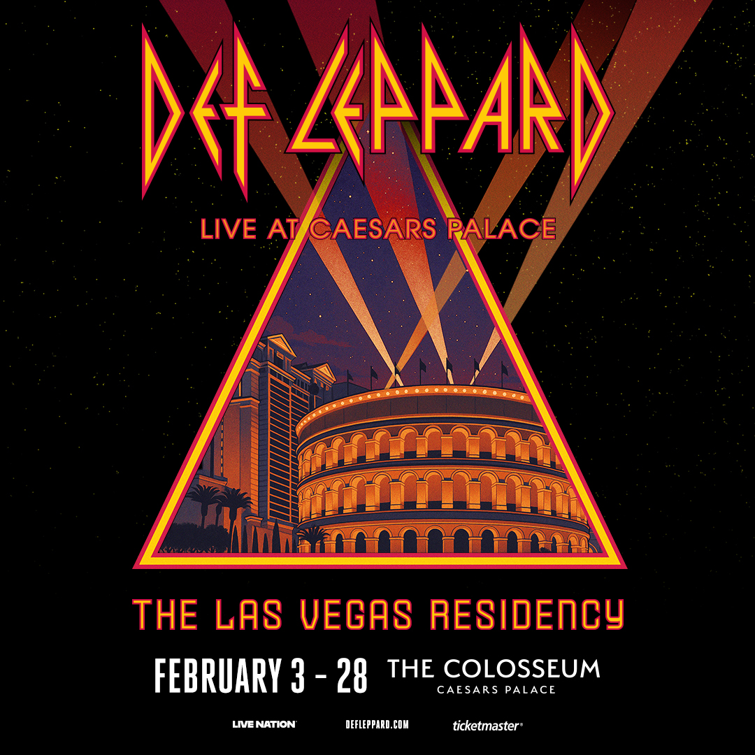 CaesarsPalace's tweet image. Just announced: @DefLeppard returns to @ColosseumCP for a brand-new Las Vegas residency – Feb 3–28, 2026!
🎟 @CaesarsRewards presale starts Thursday 7/24 at 10AM PT
🎫 Public on sale Friday 7/25 at 10AM PT
🔗 ticketmaster.com/defleppard