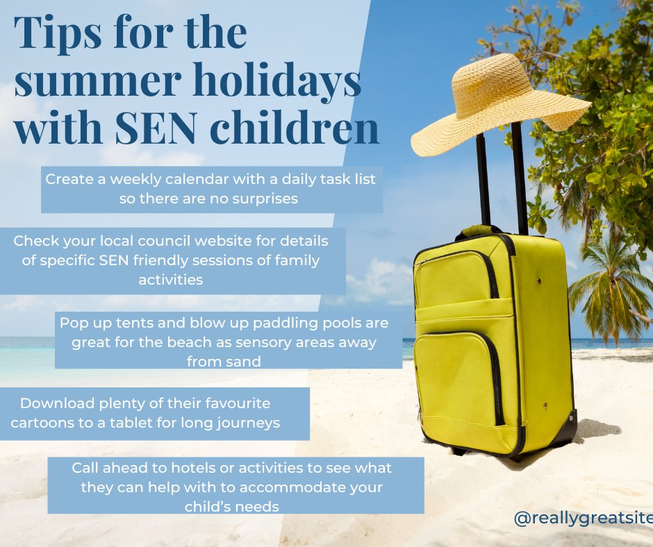 AutismProgress's tweet image. A few small adjustments can ensure everyone gets to enjoy whatever you have planned for the holidays! 😎

All the best for a restful break ❤️

#summerholidays #sen #sensupport