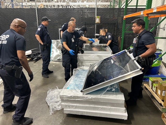 CBP's tweet image. Nearly 300lbs of meth disguised as solar panels were seized by CBP officers at LAX. The shipment, headed for New Zealand, was flagged based on prior intel and intercepted before export.
We do this every day. These "criminal masterminds" never stood a chance.