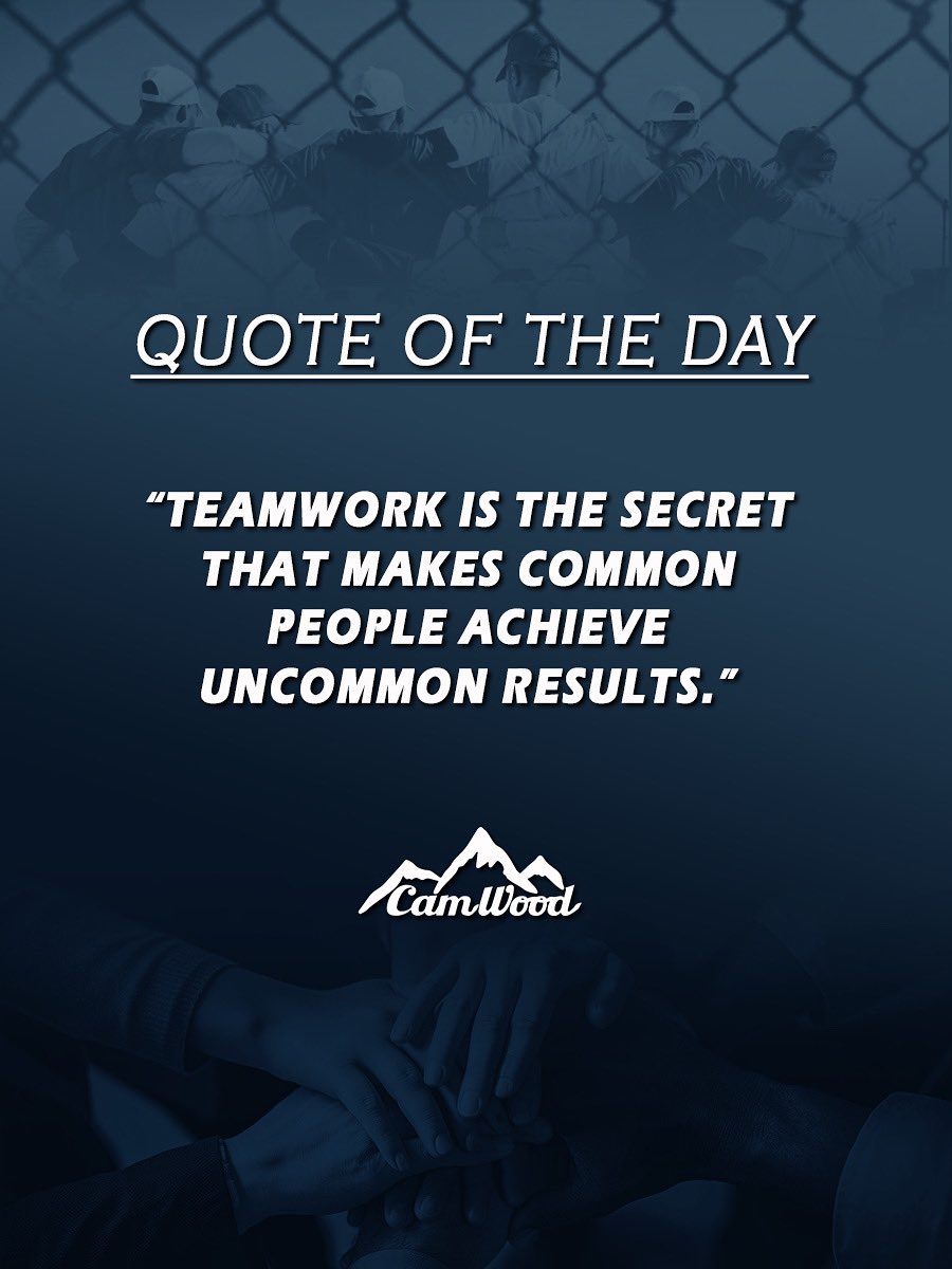 CamWoodBats's tweet image. Quote of the day!
“Teamwork is the secret that makes common people achieve uncommon results.”
#baseball #softball #motivation #monday