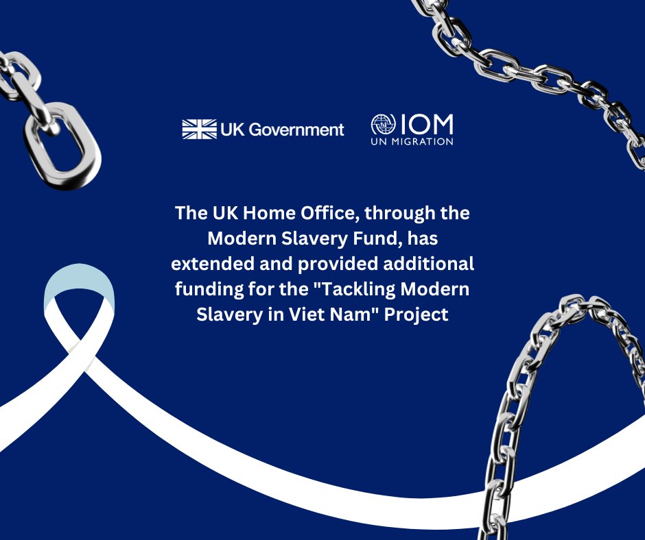 UKinVietnam's tweet image. UK Home Office, through the Modern Slavery Fund, has signed an agreement with the International Organisation for Migration to extend and provide additional funding for the "Tackling Modern Slavery in Viet Nam" Project.
#EndHumanTrafficking #WorldDayAgainstTrafficking