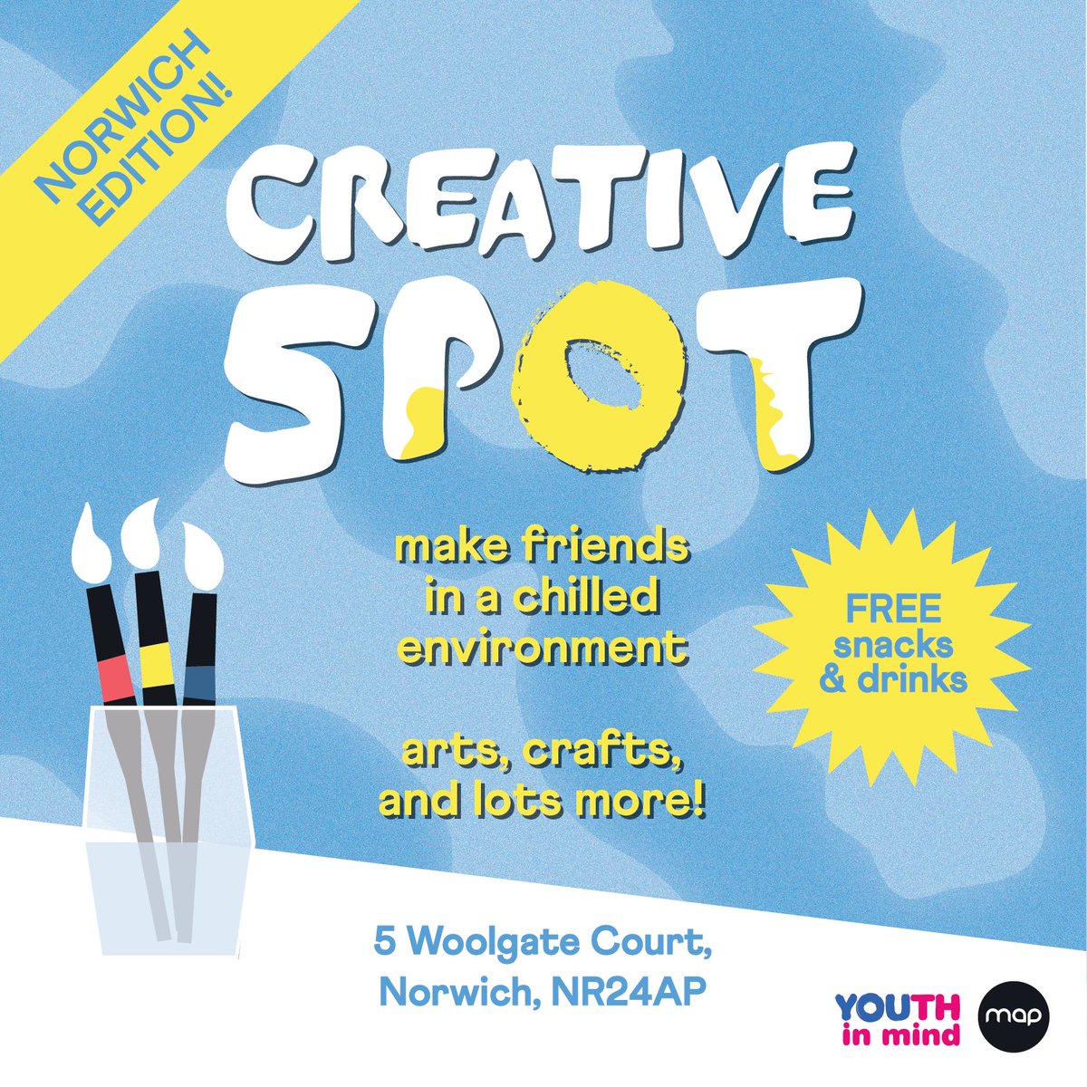 Save the date!  Creative Spot is coming to Norwich from the 31st of July! ✨

🗓️ 31st July 🕚 5pm-7pm
📍 MAP, Woolgate Court, Norwich NR2 4PG