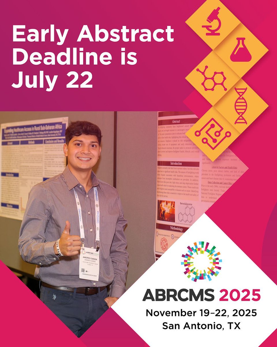 ABRCMS's tweet image. Only 1 DAY left to submit your #ABRCMS2025 abstract & travel award application for early review! 🚨
Submit by July 22 to be considered for early evaluation.
Early review notifications will be sent on August 8. 📬
Get a head start — submit now!
abrcms.org/present-at-abr…