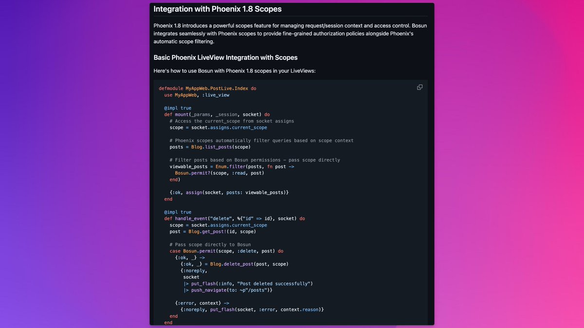 th3mus1cman's tweet image. Updated my authorization package with Phoenix Scopes README examples. No changes to code just some examples. ❤️
Simple abstractions are the best sometimes.
github.com/themusicman/bo…