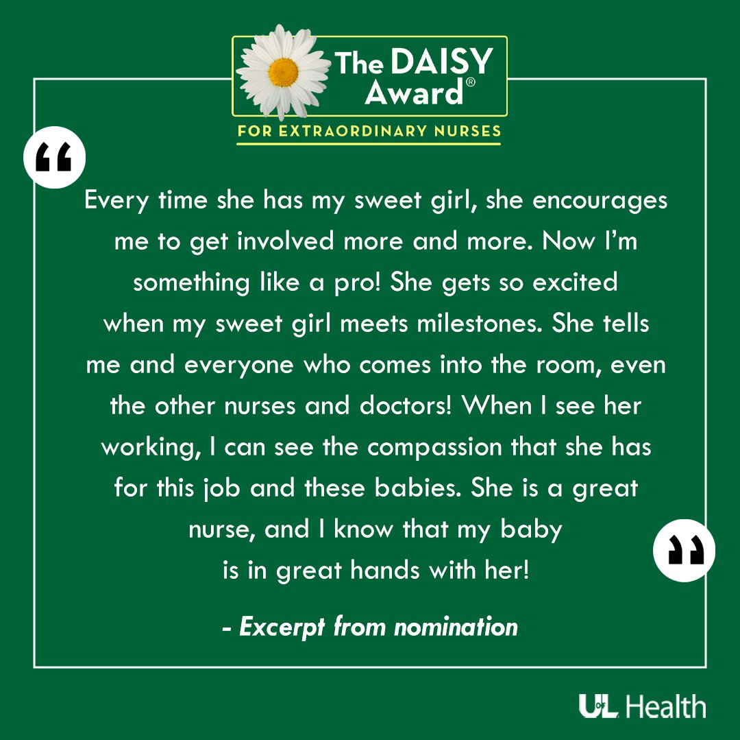 UofLHealth's tweet image. Join us in congratulating UofL Hospital NICU nurse Jada Carter, BSN, RN, on her @DAISY4Nurses  Award! 🌼🎉

Jada was nominated by the parent of an infant she cared for in the NICU, who said she also helped reassure and build the parent&apos;s confidence. 🤝

&quot;She makes sure to ask me…