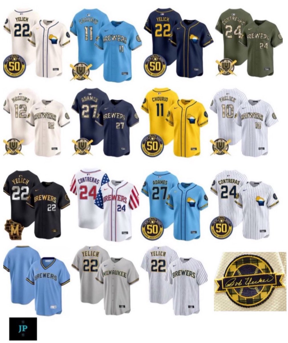 Jersey__Plug's tweet image. A few of our many Milwaukee Brewers jerseys available! Bob Uecker patch can be added to any style.
Any player (or name/number) can be done in any style below for sizes 2T through 8X. Patches optional. Pictures below are of our own actual jerseys.
DM us if you鈥檇 like to order!