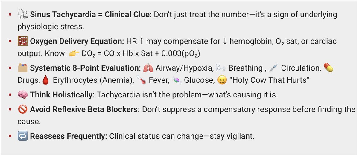 REBEL__EM's tweet image. 🫀 Sinus tachycardia = a sign, not a diagnosis.
Don’t just treat the rate—find the cause.
Use this 8-point checklist & skip reflexive beta blockers.
🎧 REBEL Core Cast 137: wp.me/pdrP8b-5nI
#FOAMed #MedEd #MEdicine #CriticalCare @Marco_Propersi @mramzydo