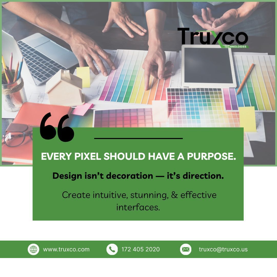 Truxco_it_tech's tweet image. 🔁 Monday Mindset at Truxco

Every pixel we place has a purpose — not just to look good, but to lead with clarity.

Let this week be all about intentional choices, smart design, and stunning results. 💡

#MondayMotivation #TruxcoTechnologies #DigitalInnovation #DesignThinking