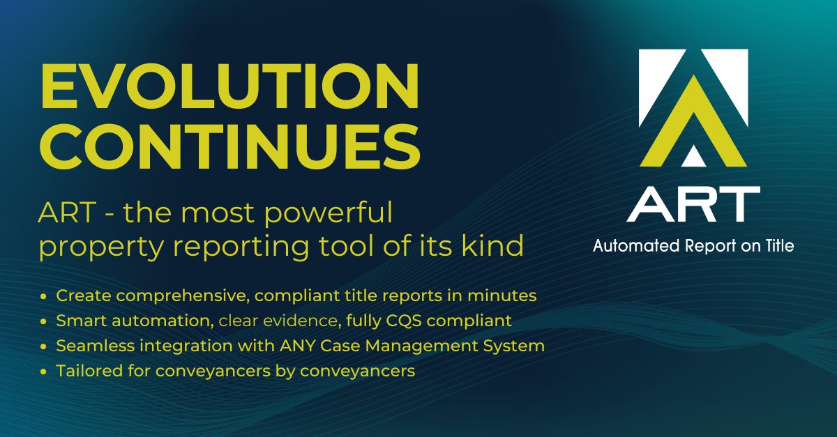 NAVRO COMPLIANCE (@navrouk) on Twitter photo “EVOLUTION”
Introducing ART - The Most Powerful Property Reporting Tool Of Its Kind. This is the future of conveyancing!
Ready to take the next step?
Book your demo today and experience ART in action.
Email: info@navro.co.uk
#ART #ConveyancingRevolution #LegalTech #NAVRO “EVOLUTION”
Introducing ART - The Most Powerful Property Reporting Tool Of Its Kind. This is the future of conveyancing!
Ready to take the next step?
Book your demo today and experience ART in action.
Email: info@navro.co.uk
#ART #ConveyancingRevolution #LegalTech #NAVRO
