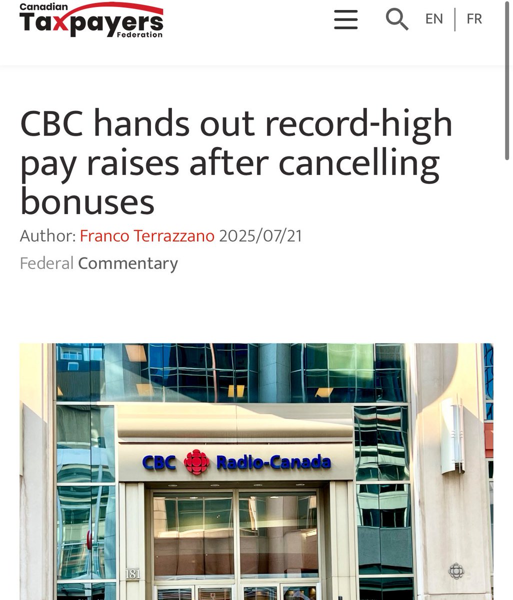 franco_nomics's tweet image. After cancelling its taxpayer-funded bonuses, the CBC handed out record high pay raises of $38 million in 2024-25.
The CBC isn’t saving people money if it’s replacing taxpayer-funded bonuses with higher taxpayer-funded pay raises.
taxpayer.com/newsroom/cbc-h…