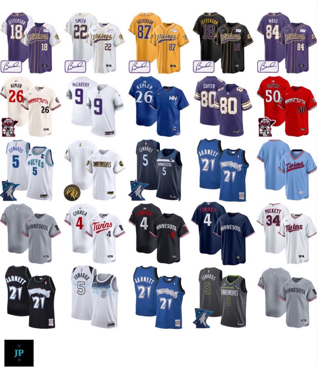 Jersey__Plug's tweet image. A few of our many Minnesota jerseys available!
Any player (or name/number) can be done in any style below and other styles for sizes 2T through 8X. Pictures below are of our own actual jerseys.
DM us if you鈥檇 like to order!
