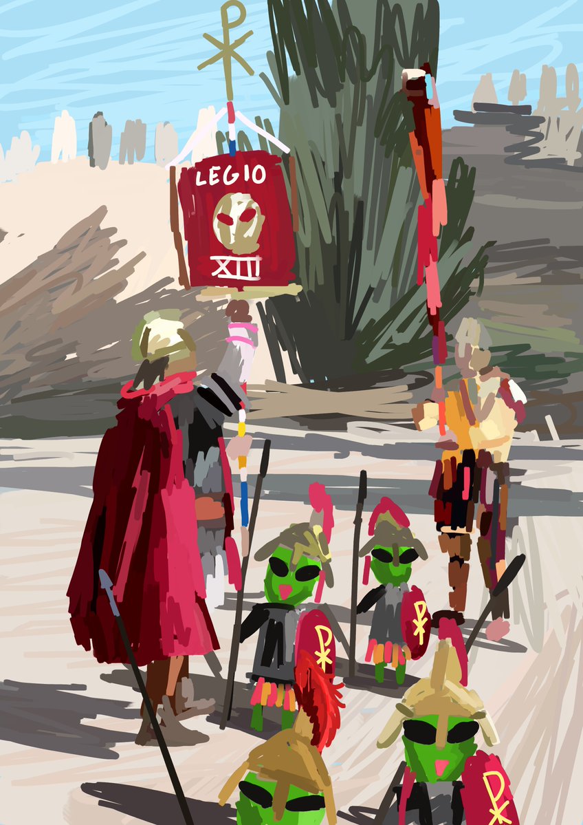 iniemohk's tweet image. Emperor Constantine celebrates the 13th Glipus Glorpus Legion, which he found sleeping under several orchard trees before the fateful battle of Milvian bridge, which he won due to them. They don't accept pay and is seemingly doing this for the love of the game.