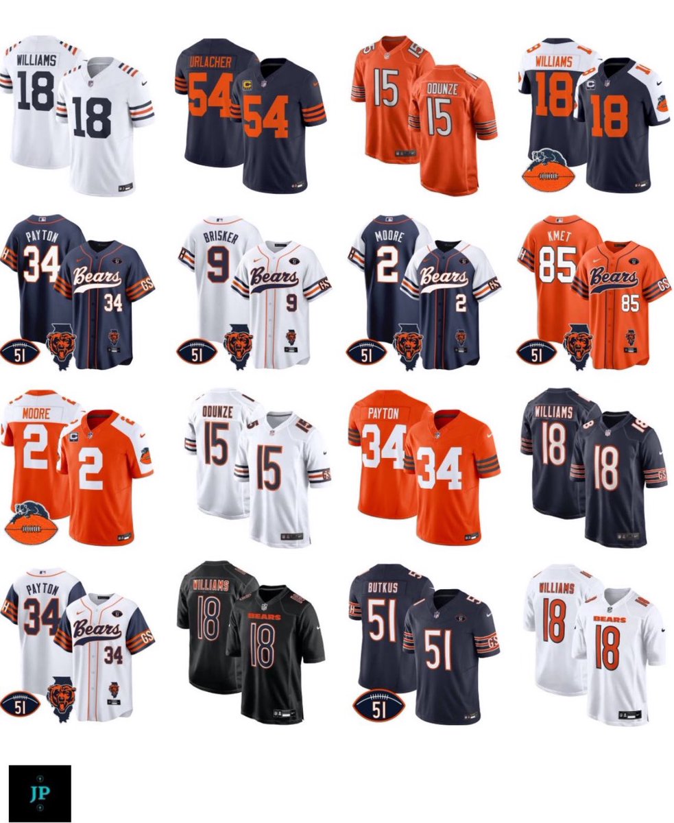 Jersey__Plug's tweet image. A few of our many Chicago Bears jerseys available!
Any player (or name/number) can be done in any style below for sizes 2T through 8X. Pictures below are of our own actual jerseys.
DM us if you鈥檇 like to order!