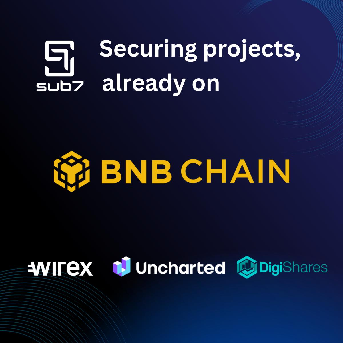 Sub7 Security proudly supports innovation on <a href="/BNBCHAIN/">BNB Chain</a> ! 🔒
We're committed to securing the future of Web3 by backing powerful projects like:

🚀 DigiShares
🌐 WireX
🧭 Uncharted

Together, we're building a safer, smarter blockchain ecosystem.
#BNBChain #Web3Security