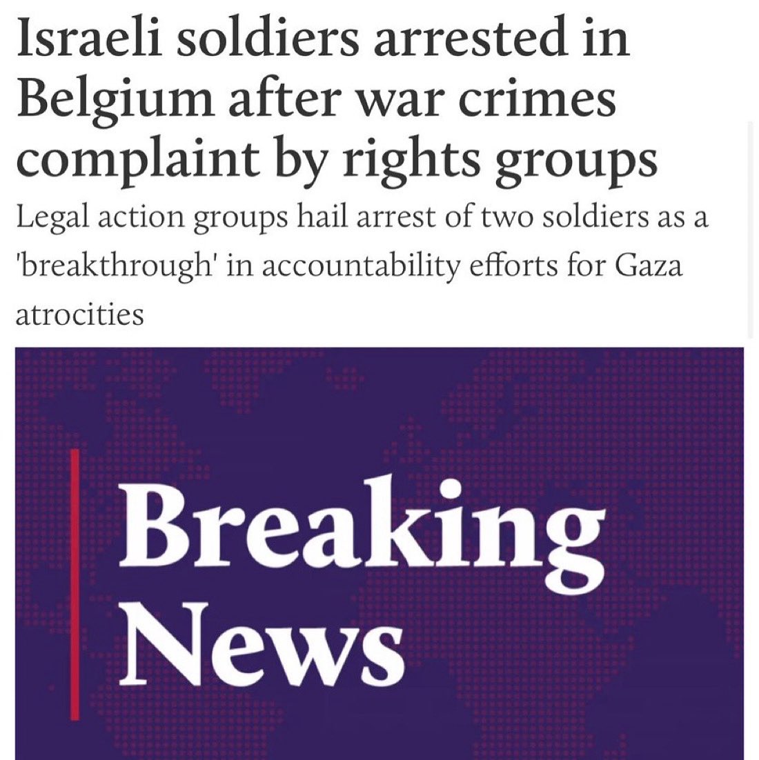 Finally an arrest in Europe of the people committing the genocide, rather than the people protesting it.