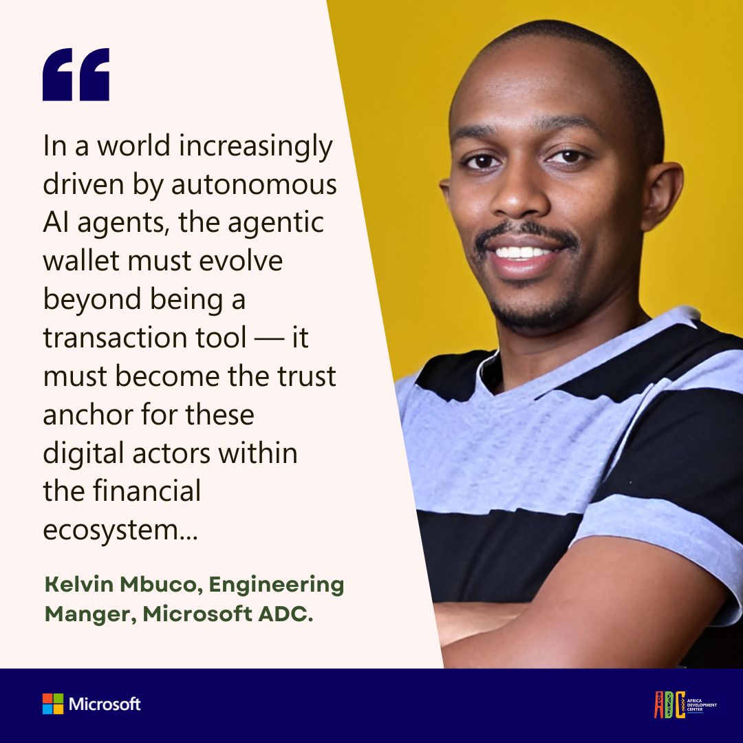 MicrosoftADC's tweet image. In the age of autonomous payments, who do we trust?
Kelvin Mbuco reflects that the digital wallet is the new trust anchor — verifying, securing, and managing AI agents in the financial ecosystem...
#ADCThoughtLeadership