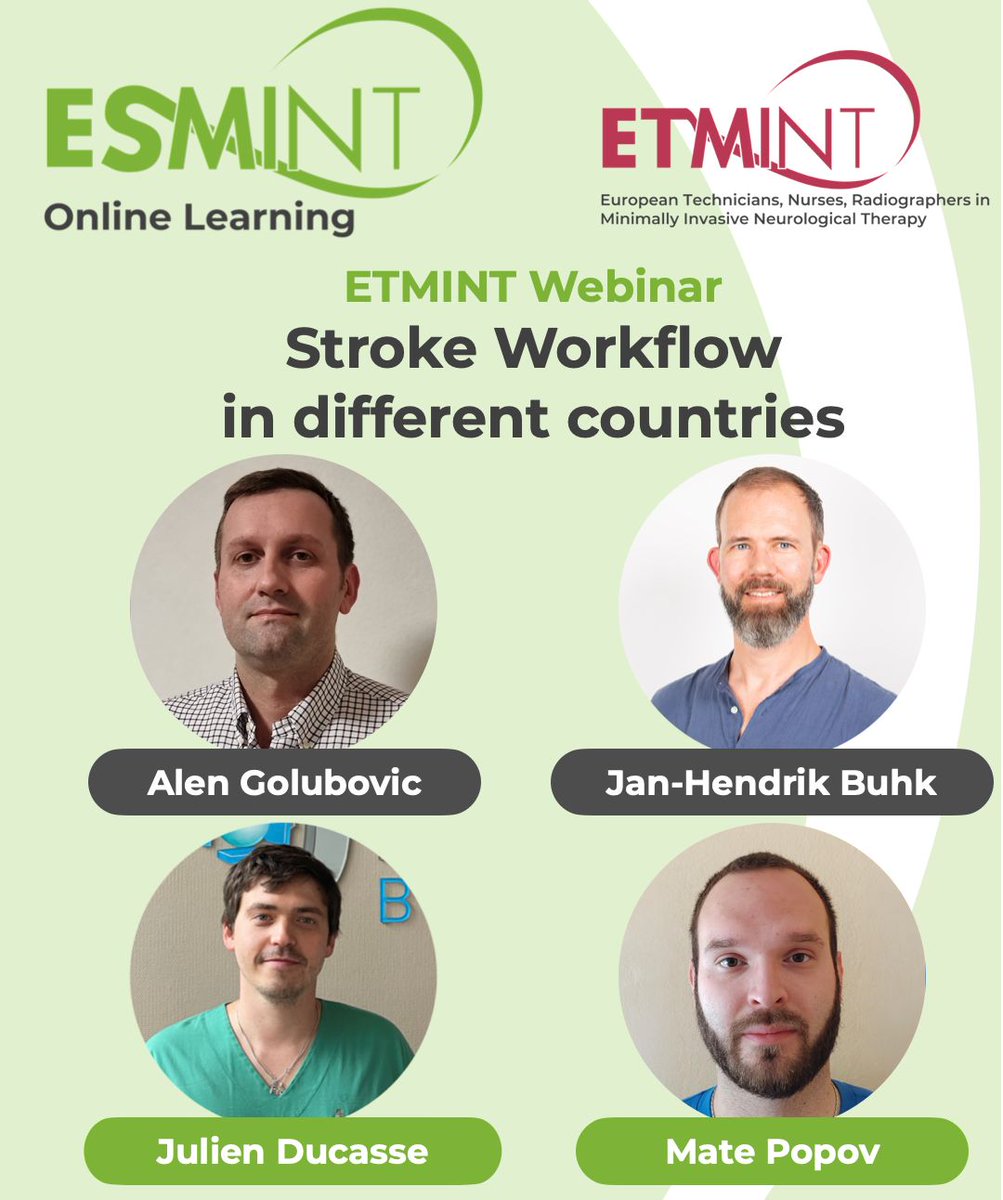 esmintsociety's tweet image. 🚨 Today at 5 PM (CEST)! Join us for the ETMINT Webinar on Stroke Workflows Across Europe. Learn from experts how to improve stroke workflows & angio-to-groin times.
📅 21 July 2025 | 🕔 5 PM CEST 🔗 Register now – it’s free! buff.ly/8mBZVYY