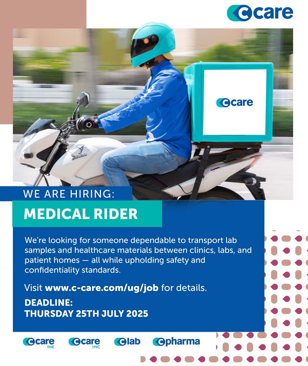 C_Care_Uganda's tweet image. We are hiring for the following position!          

Apply now at c-care.com/ug/job/ by 25th July 2025.          

#CCareUganda #Hiring