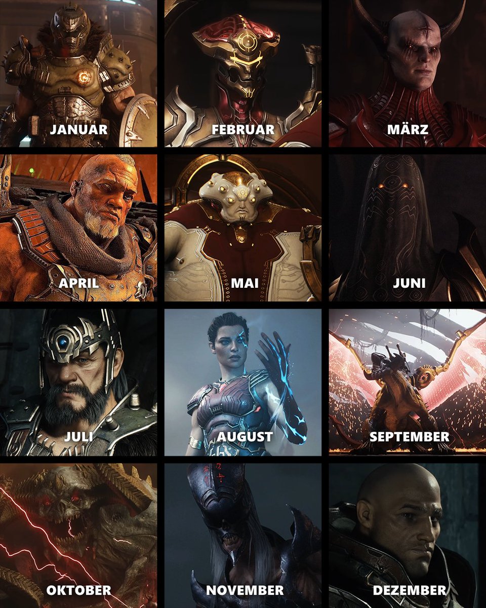 XboxDACH's tweet image. Dein Geburtsmonat ist dein DOOM: The Dark Ages Charakter!
Welcher ist deiner? 📅