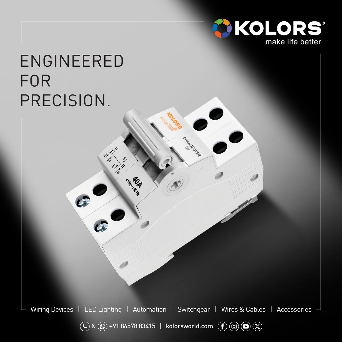 KolorsIndia_tw's tweet image. Kolors MCBs offer dependable circuit protection with sleek design and robust engineering - a trusted choice for safety in every kind of electrical setup.⚡️

#SwitchgearSolutions #ElectricalSafety #ElectricalSolutions #PowerProtection #Electrical #MCB #Kolors #kolorsindia