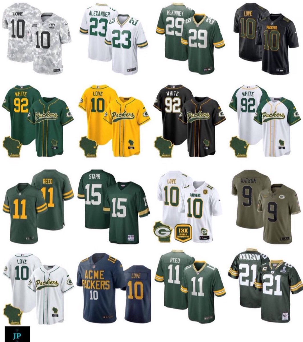 Jersey__Plug's tweet image. Just a few of the many Packers styles available! 馃
Any player (or name/number) can be done for any style below in sizes 2T-8X. Patches are optional. All pictures are our own and are from past orders.
DM us if you鈥檇 like to order!