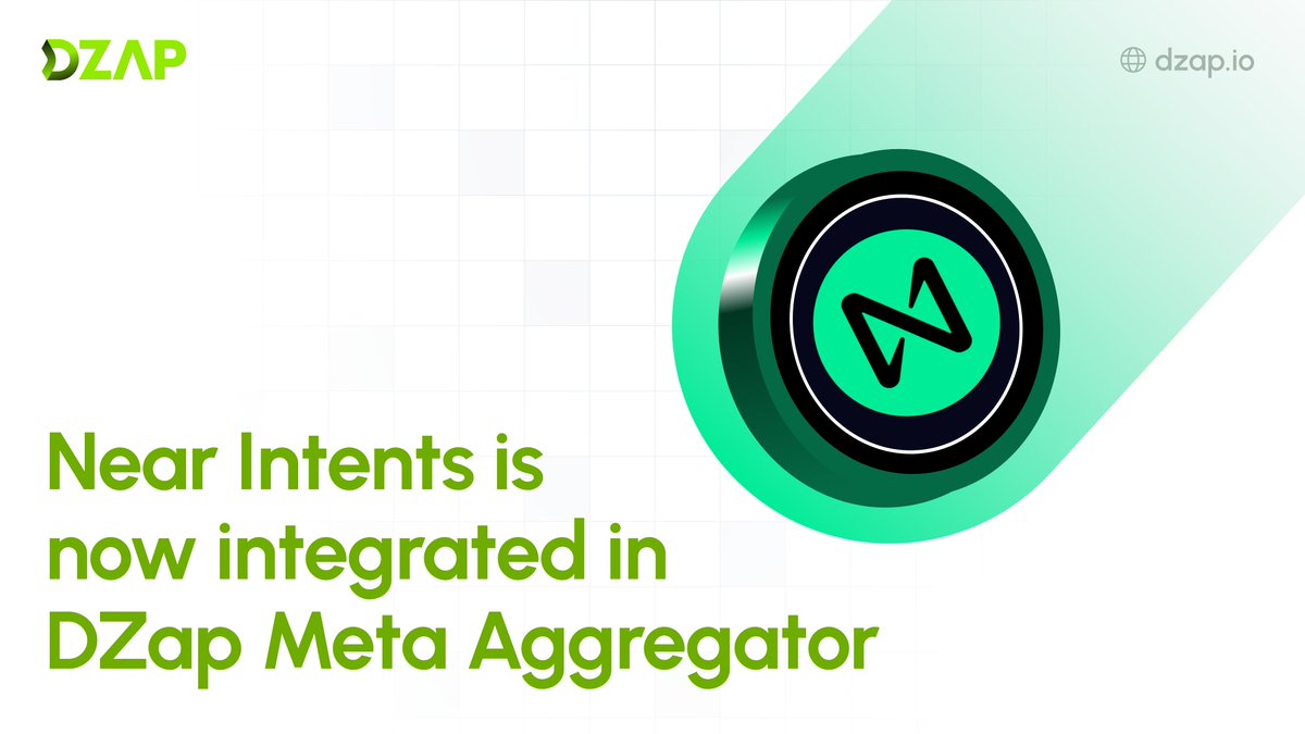 dzap_io's tweet image. 📢 Near Intents is now Integrated with DZap
Execute swaps, bridges, and zaps via DZap through @NEARProtocol Intents without worries about bridges, or network switching.
Cross-chain DeFi, simplified.
👉 Try now: app.dzap.io