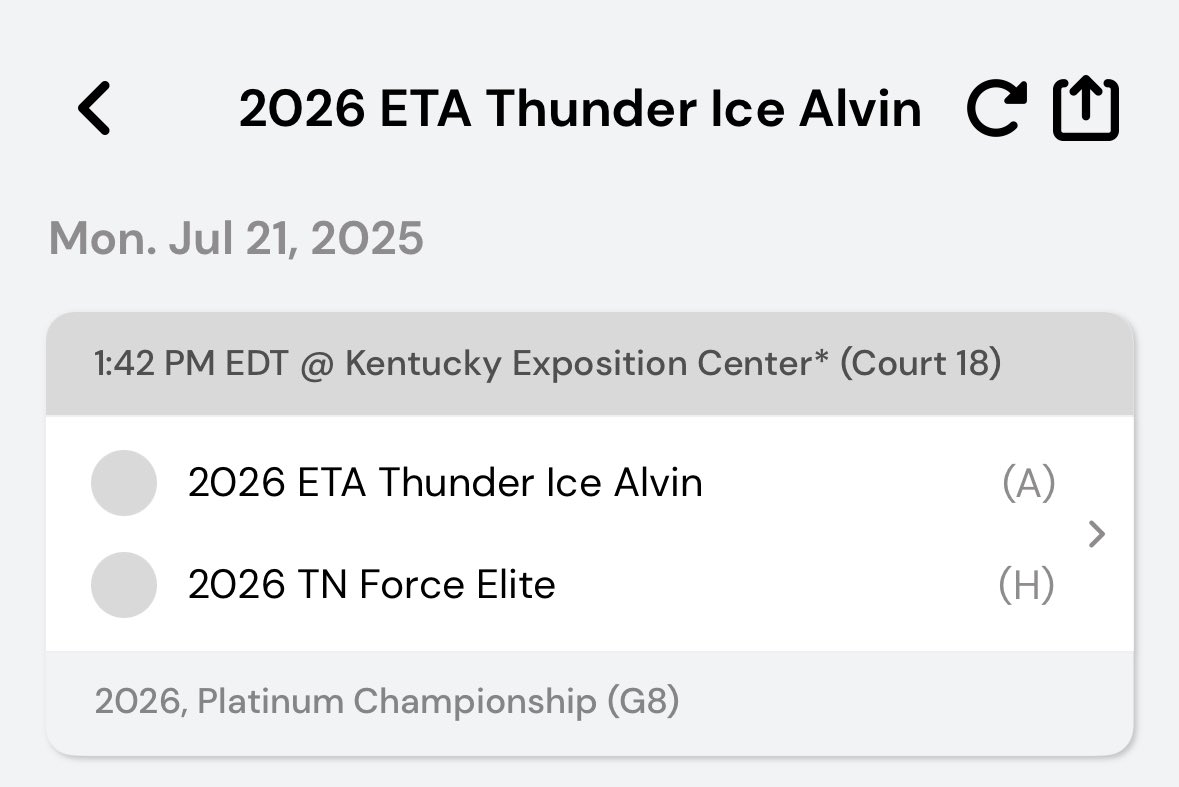 Addie Geren (@addie_geren30) on Twitter photo And just like that!!!! One last game this afternoon at 1:42 on court 18. <a href="/ETA_2026_ICE/">ETA 2026 ICE</a> <a href="/ETA_2026_ICE/">ETA 2026 ICE</a> And just like that!!!! One last game this afternoon at 1:42 on court 18. <a href="/ETA_2026_ICE/">ETA 2026 ICE</a> <a href="/ETA_2026_ICE/">ETA 2026 ICE</a>