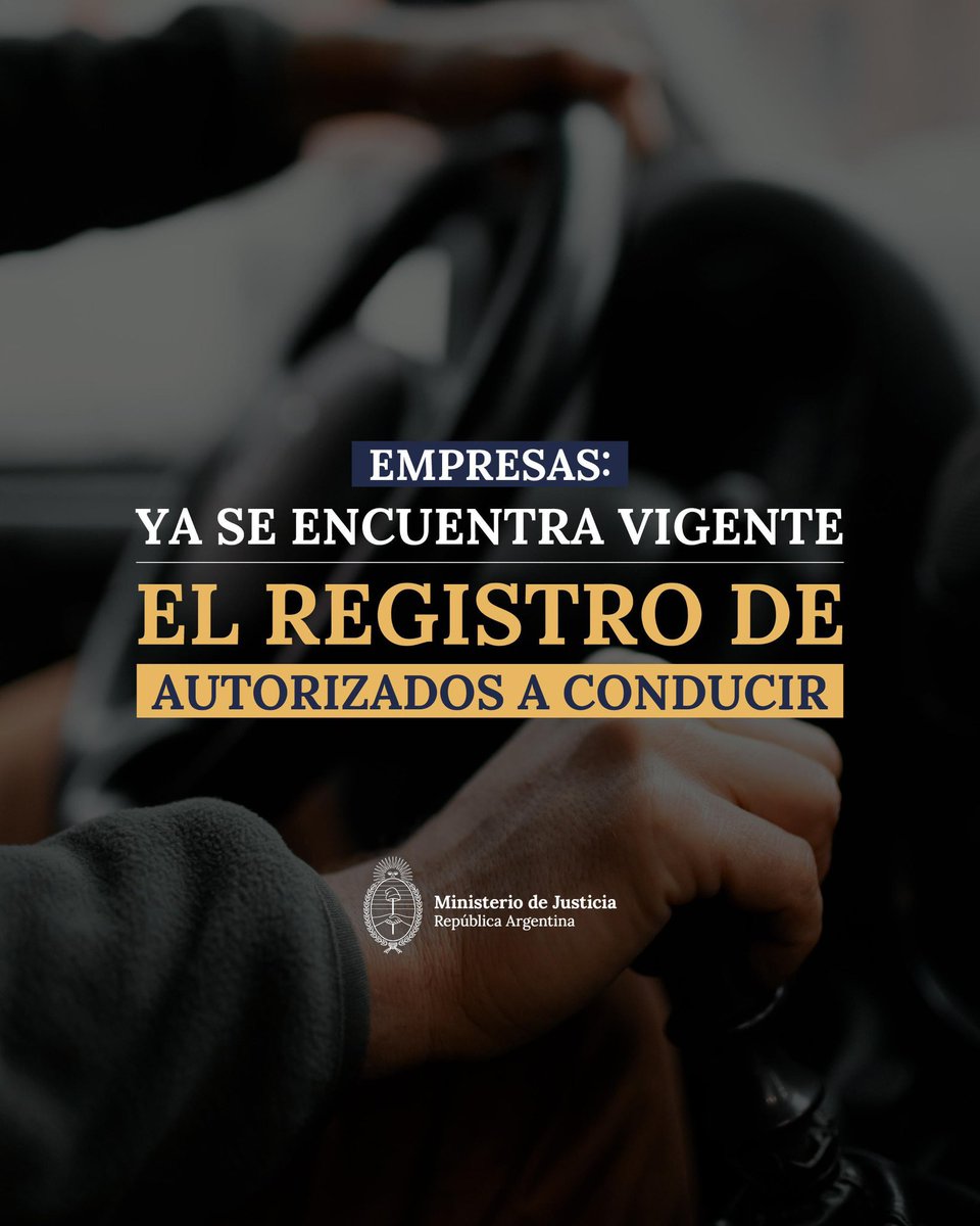 MinJusticia_Ar's tweet image. A través del nuevo Registro de Autorizados a Conducir, las empresas pueden habilitar a personas físicas a manejar su flota y consultar la nómina completa de autorizados.
Consultá el manual paso a paso: argentina.gob.ar/noticias/el-re…