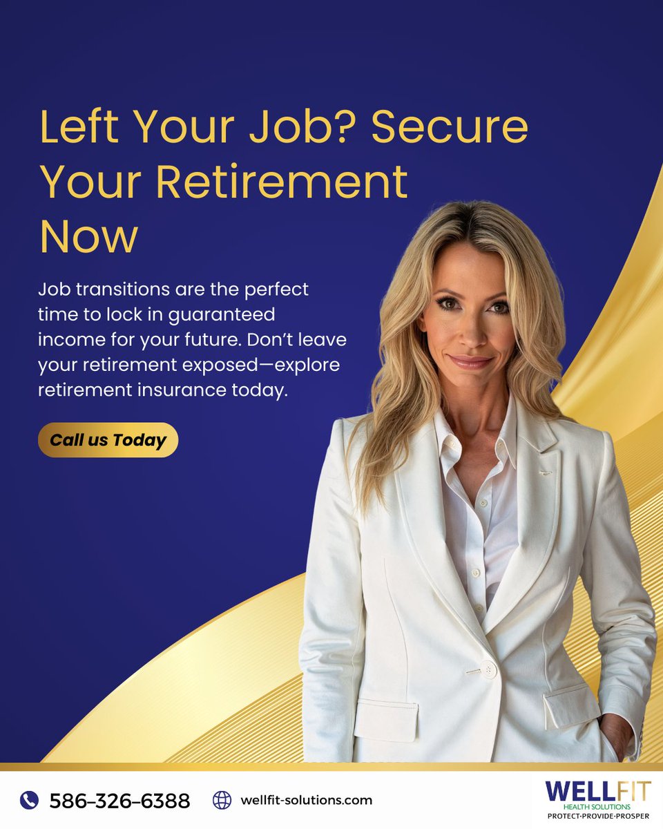 WellFitHealthS's tweet photo. 🧓 Your #Retirement, Reinvented

Think of retirement #insurance as your personal pension. No guesswork, no gaps—just a steady check for the life you’ve worked for. 
.
Call or Text 586–326–6388 Toria - Insurance Advocate &amp; Benefits Advisor
or visit us at https://t.co/oqw3adPMdn https://t.co/FUuwF7w724