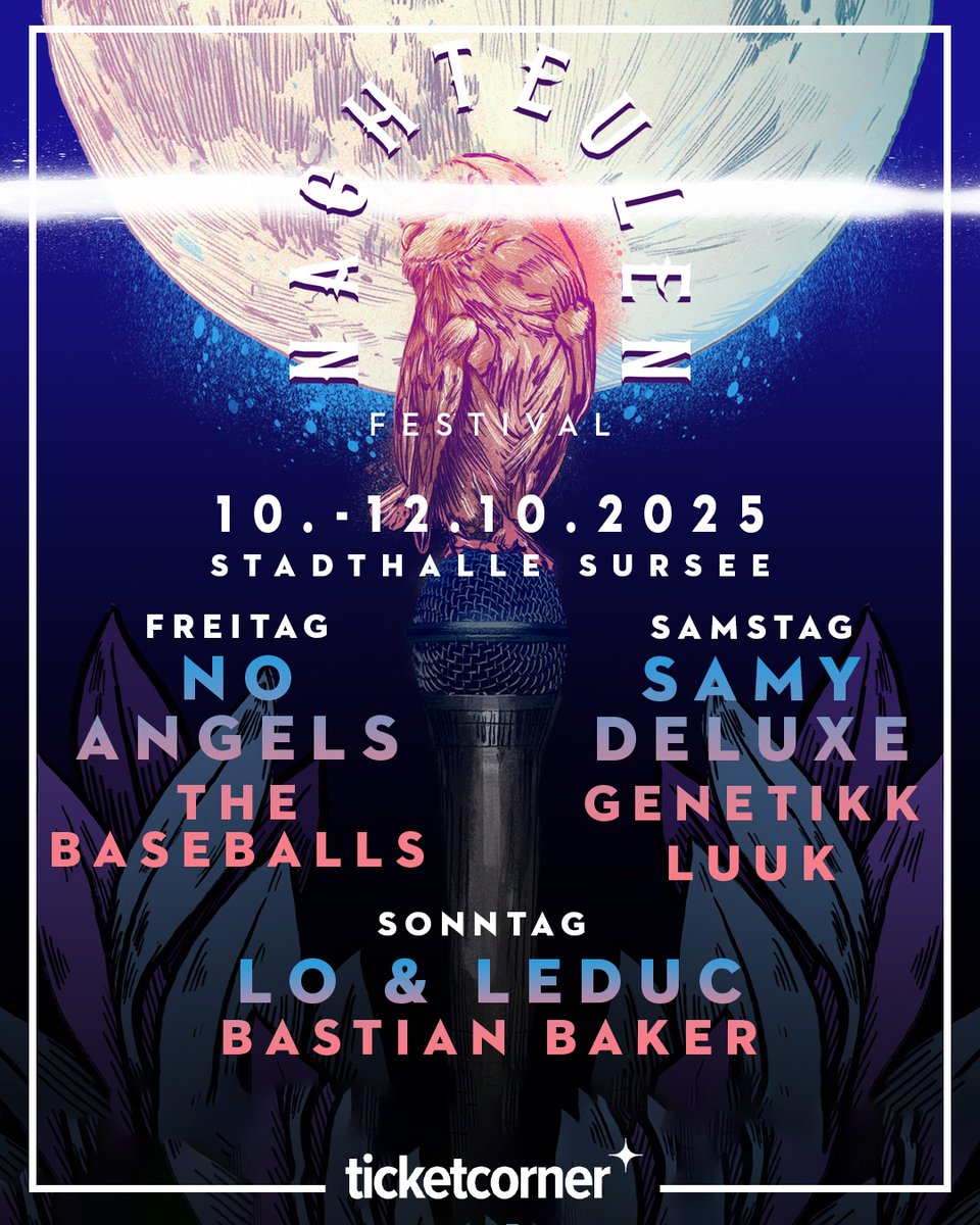 Nachteulen aufgepasst, für euch haben wir das perfekte Festival! 🤭

Das Nachteulen Festival überzeugt mit tollen Acts wie Bastian Baker, Lo &amp; Leduc, Genetikk und vielen mehr. 🥳🎶

🎟️ Tickets findest du hier: brnw.ch/nachteulenfest…