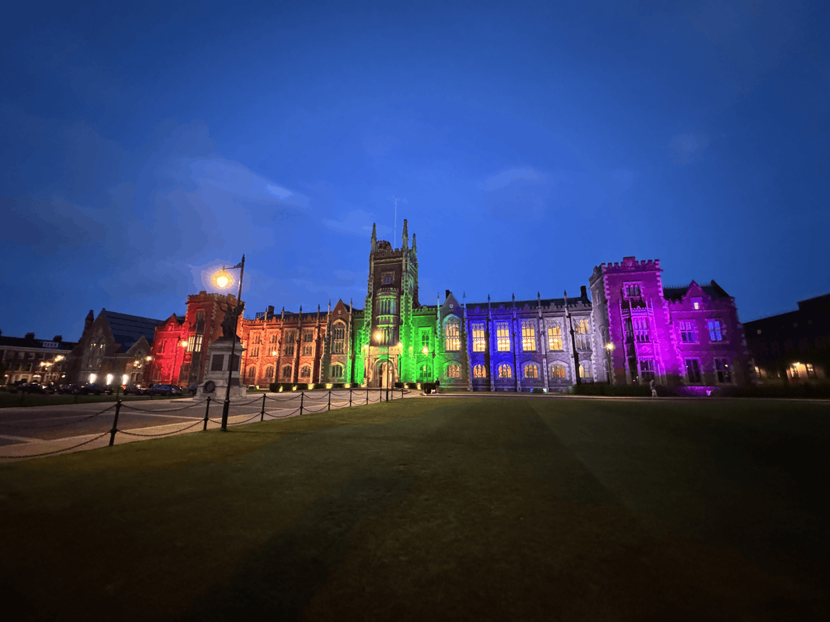 The Lanyon Building will be illuminated in rainbow colours tonight to mark Belfast Pride.

Happy Pride to all of our LGBTQIA+ students, staff and allies. We hope you enjoy the celebrations. 🏳️‍🌈🏳️‍⚧️

#LoveQUB #Pride #LGBTQIA #LGBT #Belfast #BelfastPride #Diversity #Inclusion