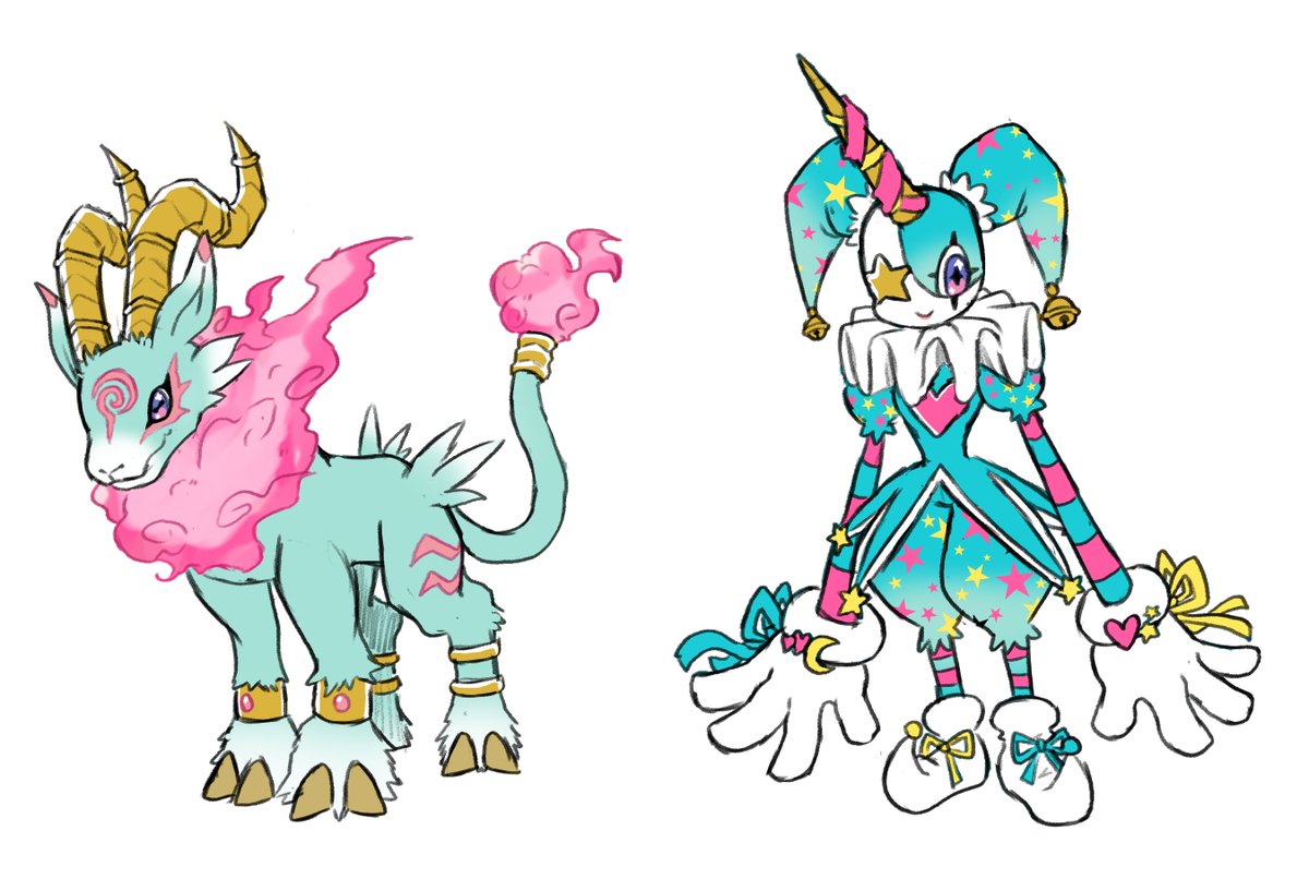 IdleCatGamer's tweet image. Incubramon and Dazzlemon mythical beast and magical performer!!!
#digimon #digimonfanart