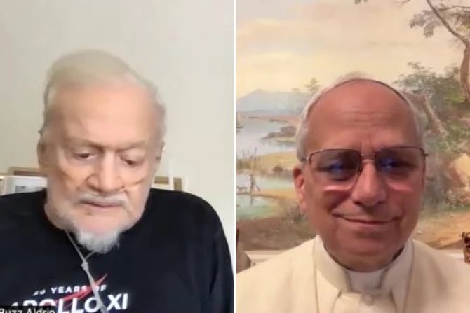 KatiePMcGrady's tweet image. Pope Paul VI watching the moon landing from Castel Gandolfo
That same day, July 20, 1969, Robert Prevost watched it as a student in the U.S.
56 years later he talks to the second man to walk on the moon, now as Pope Leo XIV
The vast continuum of the papacy…