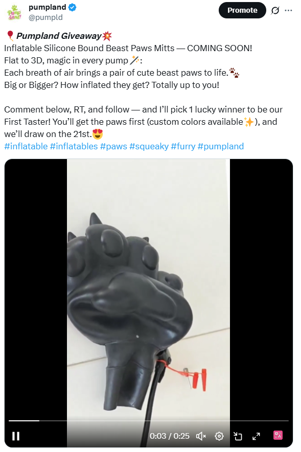 pumpld's tweet image. Congrats to @SqueakyRhino for winning this giveaway! After checking, you meet all the entry requirements and have become one of the first inflatable paw testers.🥳
To those who didn’t get lucky this time—don’t worry. We’ll announce the spots for the second round of the giveaway…