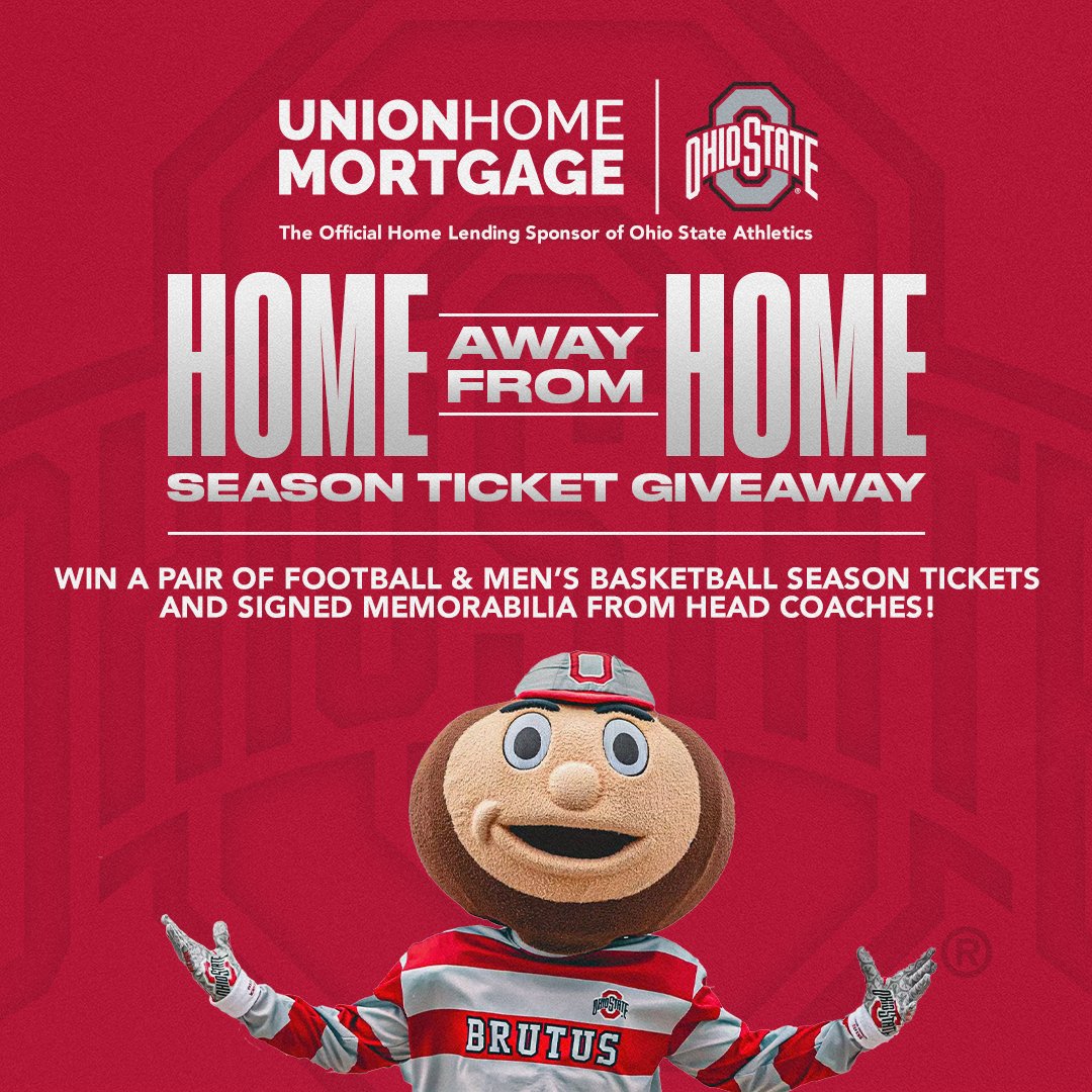 OhioStAthletics's tweet image. One lucky Buckeye fan will win two @OhioStateFB and @OhioStateHoops season tickets for the upcoming season with the @UnionHomeMtg Home Away From Home Season Ticket Giveaway! 🏈🏀 Enter today! 🎟️
➕: go.uhm.com/tickets-2025
#GoBucks