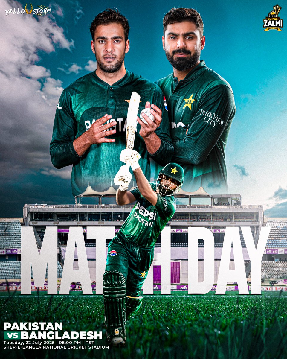 PeshawarZalmi's tweet image. ๐ต๐ฐ๐๐ง๐ฉ
2nd T20I
Sher-E-Bangla National Cricket Stadium ๐๏ธ
Gear up to support @TheRealPCB are aiming to make a comeback in the series after facing defeat in the first game! ๐
Should ๐ต๐ฐ play with same team? ๐ค
#Zalmi | #YellowStorm | #BANvPAK