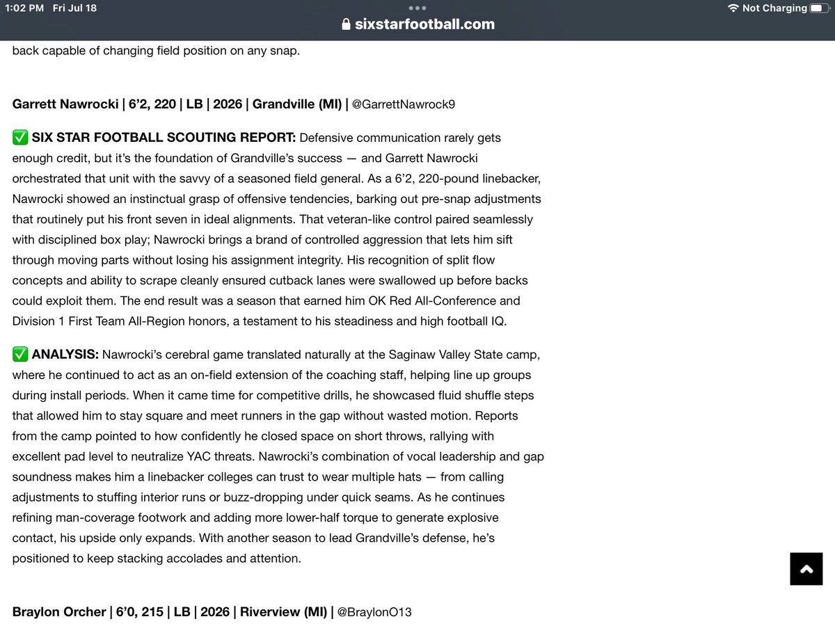 Grandville Football Recruiting (@gvillefbrecruit) on Twitter photo Awesome player evaluation for our LB/TE <a href="/GarrettNawrock9/">Garrett Nawrocki</a>. His stock is 📈 <a href="/GrandvilleFB/">Grandville Football</a> <a href="/stiegee/">eric stiegel</a> Awesome player evaluation for our LB/TE <a href="/GarrettNawrock9/">Garrett Nawrocki</a>. His stock is 📈 <a href="/GrandvilleFB/">Grandville Football</a> <a href="/stiegee/">eric stiegel</a>