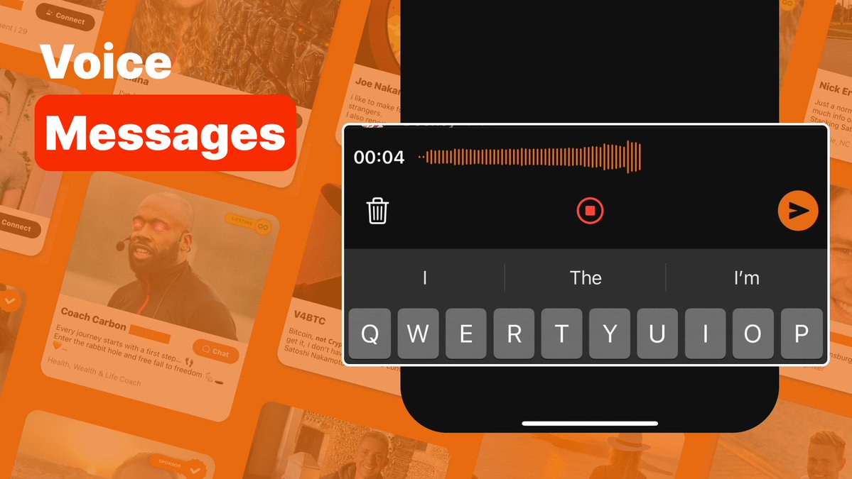 🚨 NEW: Voice Messages 🎤

Sometimes, text isn't enough.
Now you can say it with your voice.

🔥 Introducing Voice Messages on Orange Pill App 🔥

Whether you're planning a meetup, riffing on a Bitcoin idea, or just want to add a personal touch, voice messages bring your chats to