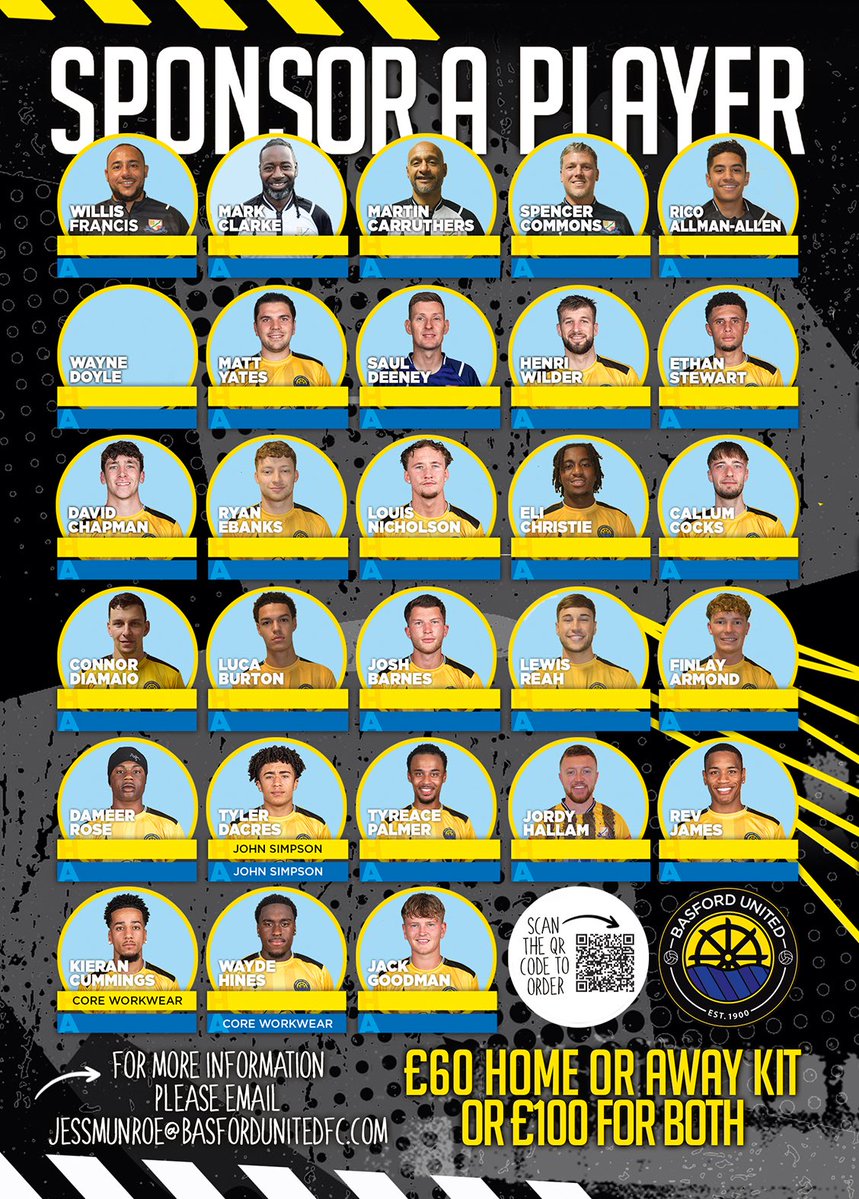 Basford United FC (@basfordutdfc) on Twitter photo ๐๐๐๐/๐๐ ๐๐๐๐๐๐ ๐๐๐๐๐๐๐๐๐๐๐
๐ฅ Back your player this season with our player sponsorship!
๐ช๐ต๐ฎ๐ ๐๐ผ๐ ๐ด๐ฒ๐:
๐ธ Professional photo with your player
๐ค Interview them during the season
๐ฑ Social media publicity
๐ Recognition in our matchday programme ๐๐๐๐/๐๐ ๐๐๐๐๐๐ ๐๐๐๐๐๐๐๐๐๐๐
๐ฅ Back your player this season with our player sponsorship!
๐ช๐ต๐ฎ๐ ๐๐ผ๐ ๐ด๐ฒ๐:
๐ธ Professional photo with your player
๐ค Interview them during the season
๐ฑ Social media publicity
๐ Recognition in our matchday programme