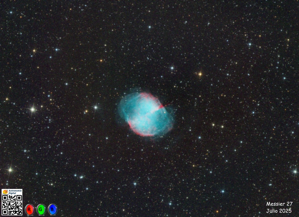 Hoy en #cielosESA...

<a href="/JJGodoy5/">JJ Godoy</a> nos envía esta espectacular imagen de la nebulosa Dumbbell, Messier 27

¡Muchas gracias <a href="/JJGodoy5/">JJ Godoy</a>  por tu foto!
Etiqueta tus 📸📸 con #cielosESA