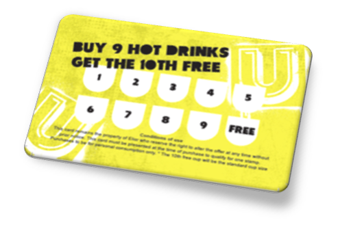 If you haven't already, don't forget to pick up one of our loyalty cards. Buy 9 hot drinks and get your 10th free. Valid in all of our catering outlets.