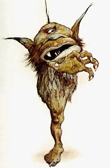 StephenGeoRae's tweet image. Fachan lives in the Highlands of Scotland. He's easily identified by his one eye, one arm, one leg, and poor dentistry. He dislikes humans and will attack them with a club if they impede on his territory.
#folklore #Scotland
art: Brian Froud