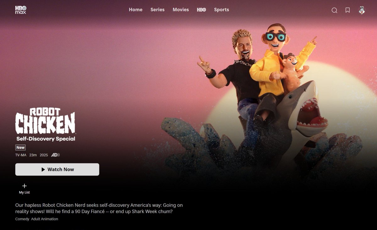 AnimationOnMax's tweet image. "ROBOT CHICKEN: SELF-DISCOVERY SPECIAL" is now streaming on HBO Max! #AdultSwim #SharkWeek
