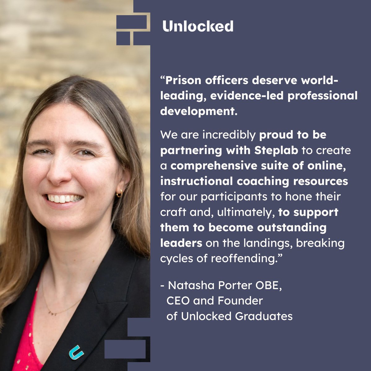 We're delighted to be partnering with <a href="/unlockedgrads/">Unlocked Graduates</a> on their award-winning Leadership Development Programme 🤝

From September, Unlocked participants will be completing the programme on Steplab's professional development platform

Read the full story 👉 bit.ly/4f0l1FN