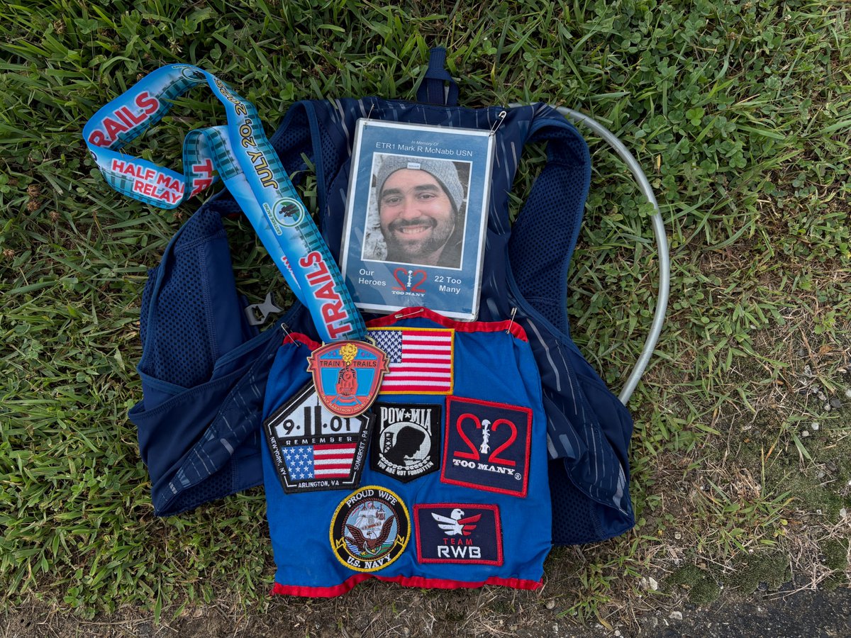 KnowlesGardner's tweet image. 1/2 marathon in state #37 (MI)✅ Very special - on bday of ETR1 McNabb who I carry on my back for 22 Too Many. Raising awareness of #veteransuicide. Wonderful experience; relieved my husband (who is having serious cognitive issues) coped on his own during the 40hrs I was away.