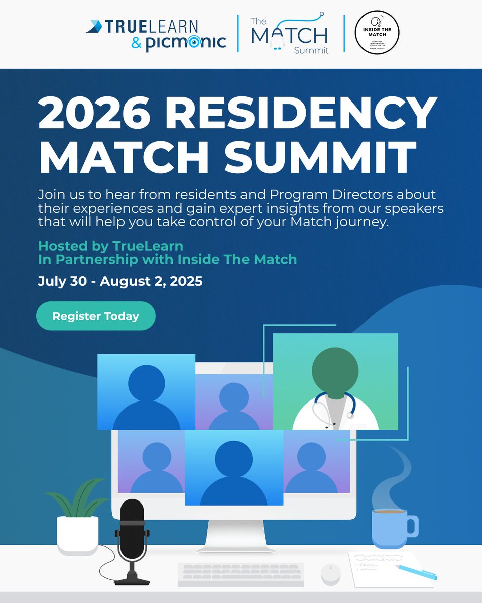 TrueLearnLLC's tweet image. Match Day is one of the most unforgettable milestones in a physicians career. We're hosting a free virtual event to provide expert guidance to boost your chances of matching in 2026. Join us July 30-August 2 2025: ow.ly/Xm7a50WqzVV