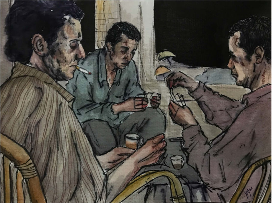Tricon_pt's tweet image. 🎨 Artes da Carta Semanal n°29
Um instante de descanso em Gaza. A normalidade interrompida pela guerra torna-se resistência: persistir em existir, apesar do cerco, apesar do cansaço e das feridas.