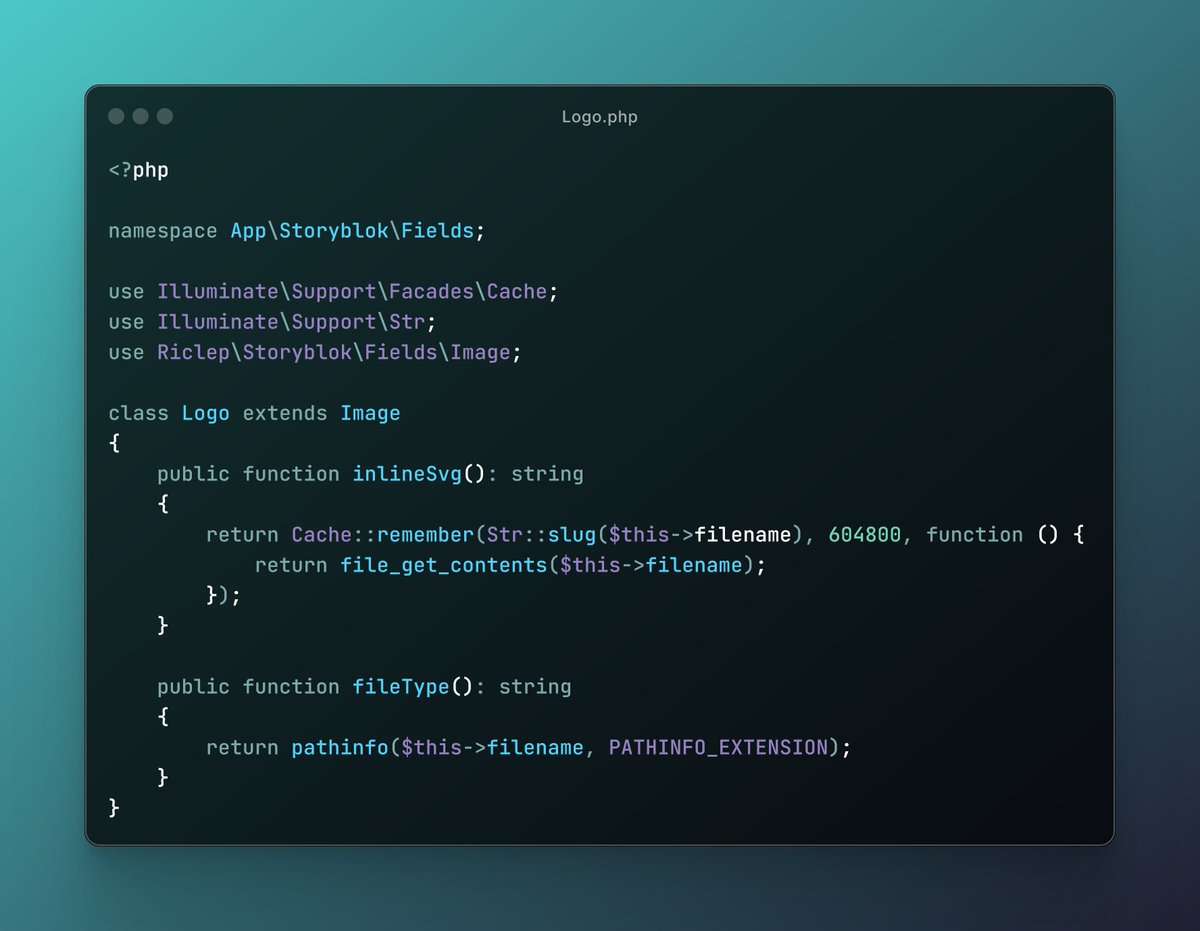 RicLeP's tweet image. Want SVGs in @storyblok’s asset manager but still want to be able to inline or manipulate them. Using my @Laravel package, create a Field class and use file_get_contents() to load the content. Now you can style with CSS, animate, or whatever you wish!
#StoryblokAmbassadors