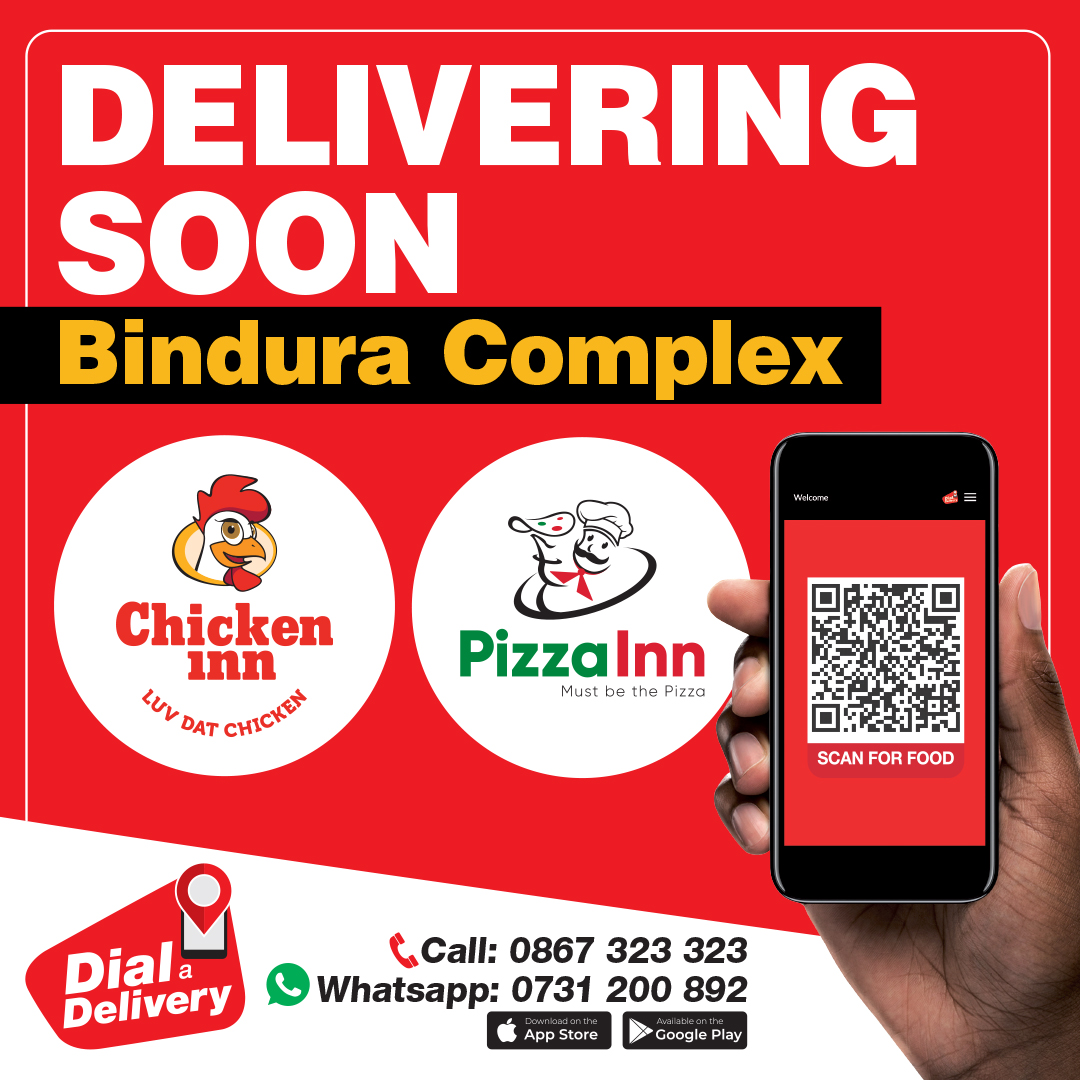 Delivering SOON in Bindura!

Your faves — Chicken Inn 🍗 and Pizza Inn 🍕 — are coming to your doorstep via Dial-a-Delivery at Bindura Complex!

📱 Scan to order
📞 Call: 0867 323 323
💬 WhatsApp: 0731 200 892

#DialADelivery #BinduraEats #ChickenInn #PizzaInn #FoodOnTheGo
