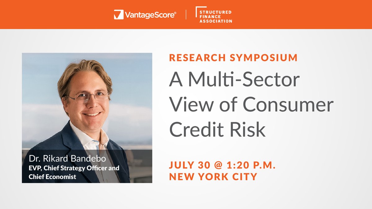 VantageScore® (@vantagescore) on Twitter photo Next week, Dr. Rikard Bandebo, VantageScore EVP, Chief Strategy Officer, and Chief Economist, will provide insights into trends in consumer credit health.
Join VantageScore at the <a href="/SFAssociation/">Structured Finance Association</a>'s 2025 Research Symposium and get a multi-sector view of consumer behavior, Next week, Dr. Rikard Bandebo, VantageScore EVP, Chief Strategy Officer, and Chief Economist, will provide insights into trends in consumer credit health.
Join VantageScore at the <a href="/SFAssociation/">Structured Finance Association</a>'s 2025 Research Symposium and get a multi-sector view of consumer behavior,